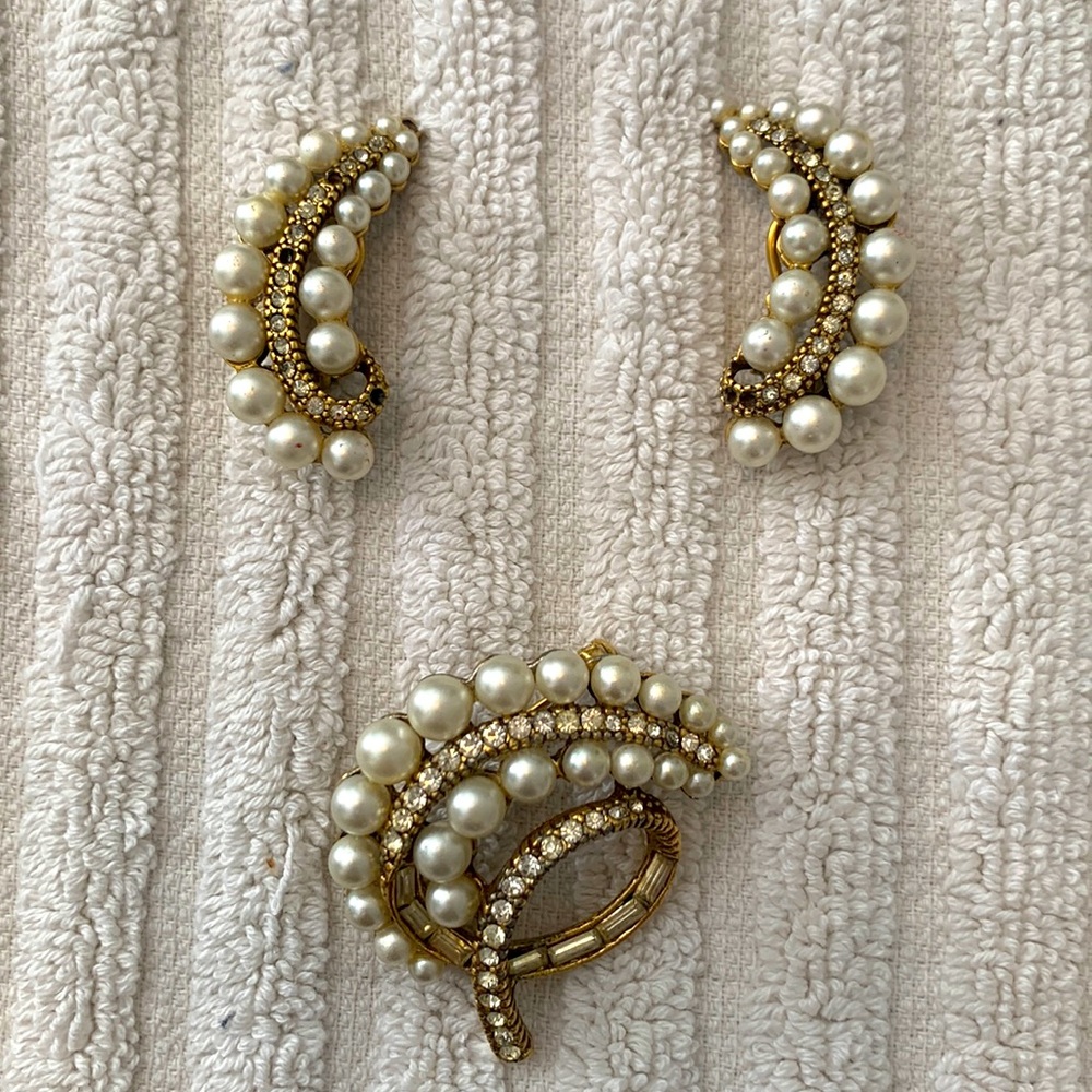 Vintage Earrings and Brooch Set